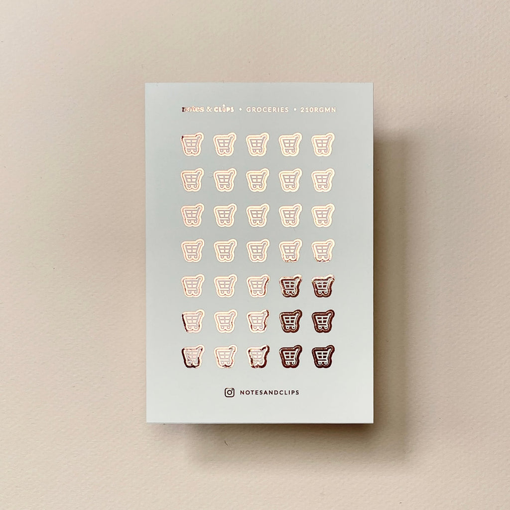 Mini Grocery Cart Planner Stickers: Foiled Hobonichi Weeks Stickers