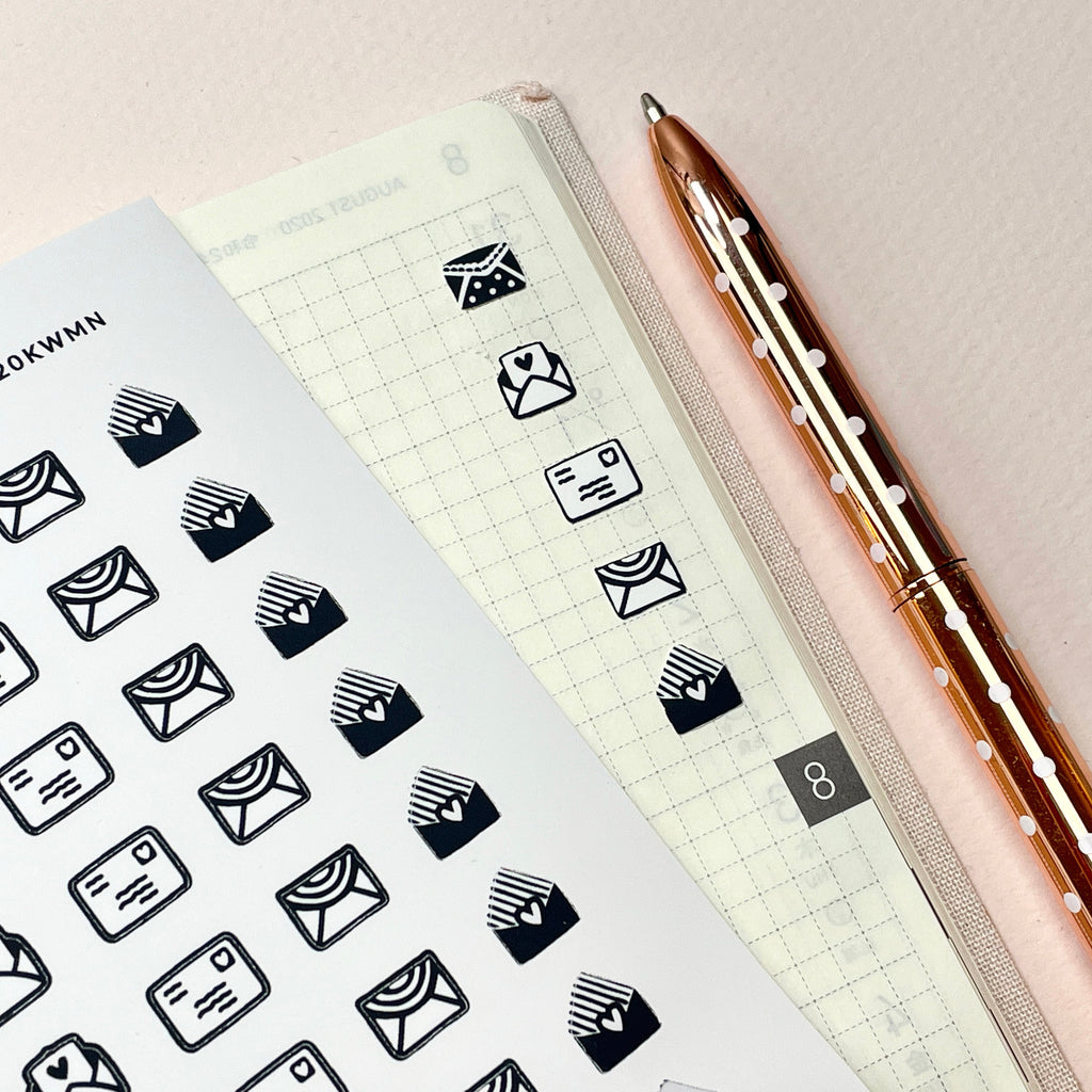 Foiled Happy Mail Mini Planner Icon Stickers