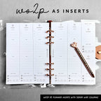 A5 Planner Inserts: 3-Month Undated WO2P Minimalist Design