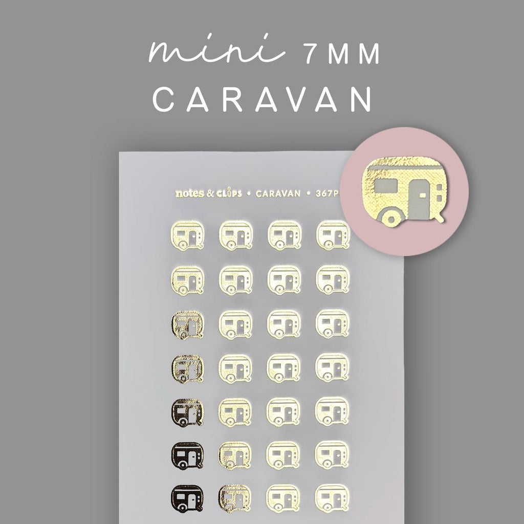 Foiled Caravan Stickers - Sheet of 28 Camping Stickers