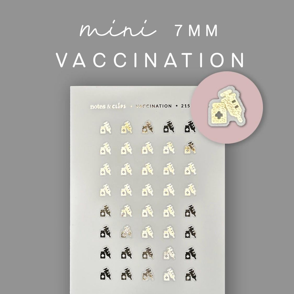 Gold Foil Vaccination Planner Stickers: Functional Reminder Icons