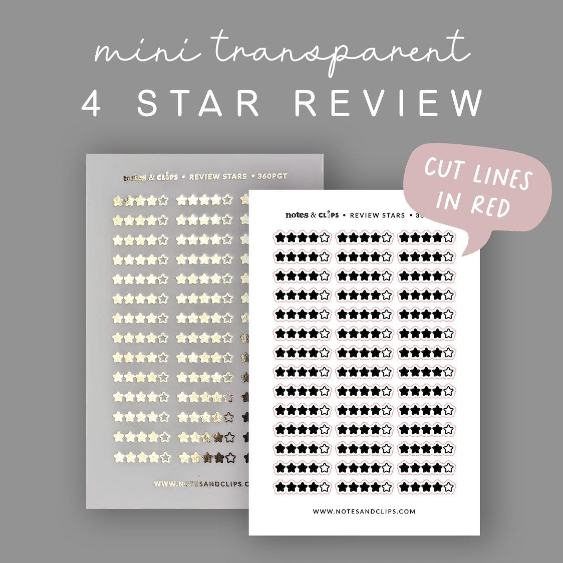 Foiled Star Rating Stickers - Clear or White Sticker Paper