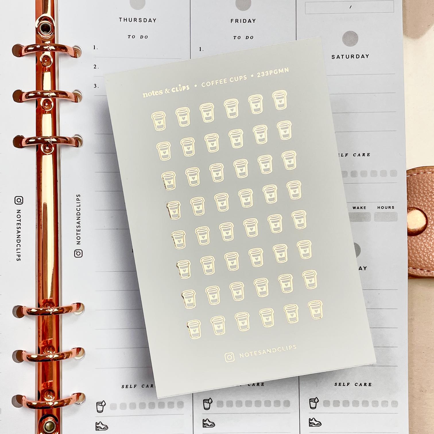 Mini Coffee Planner Stickers: Foiled Icon Stickers for Small Planners