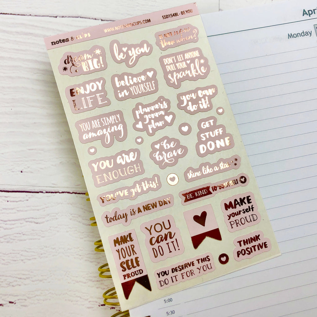 Motivation Stickers, Inspirational Stickers, Blush Pink and Rose Gold