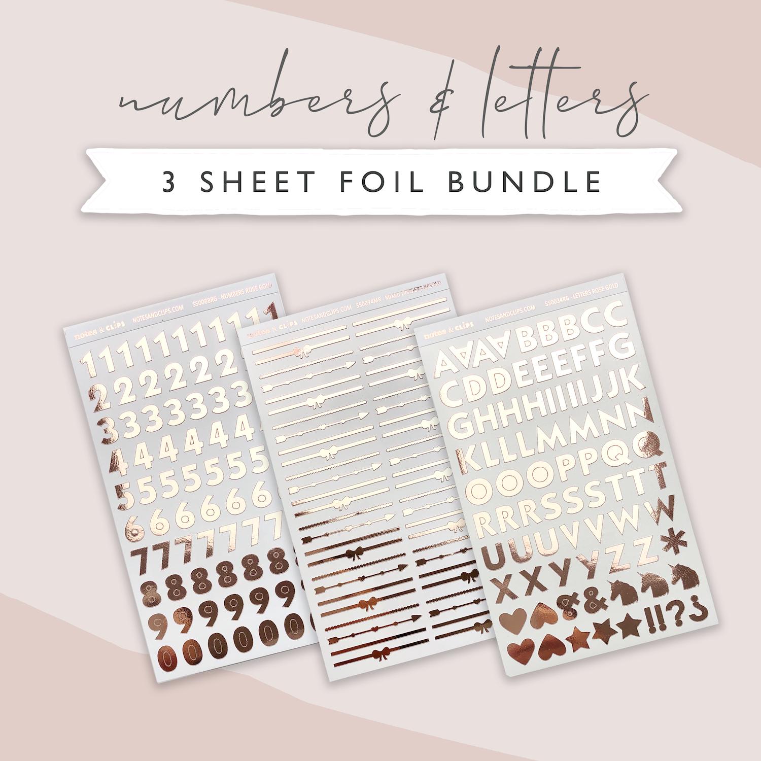 Rose Gold Alphabet Stickers: Planner Decorations, Foil Letter Stickers