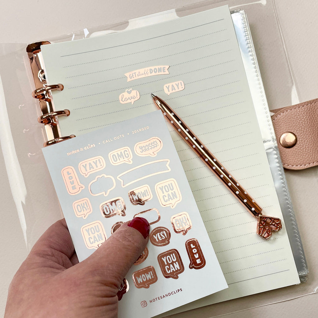 Foiled Motivation Planner Stickers: Icon Sheet