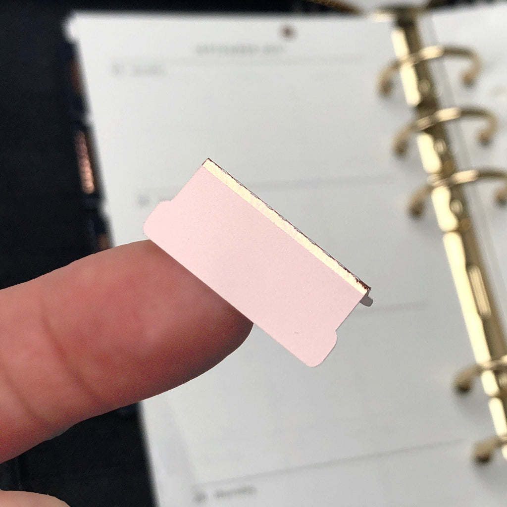 Blank Tab Stickers - Blush with Foil trim