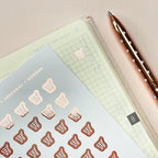 Mini Grocery Cart Planner Stickers: Foiled Hobonichi Weeks Stickers