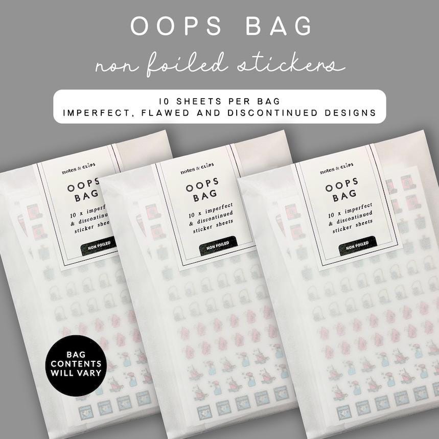 Pack of 10 Non-Foiled Oops Planner Stickers