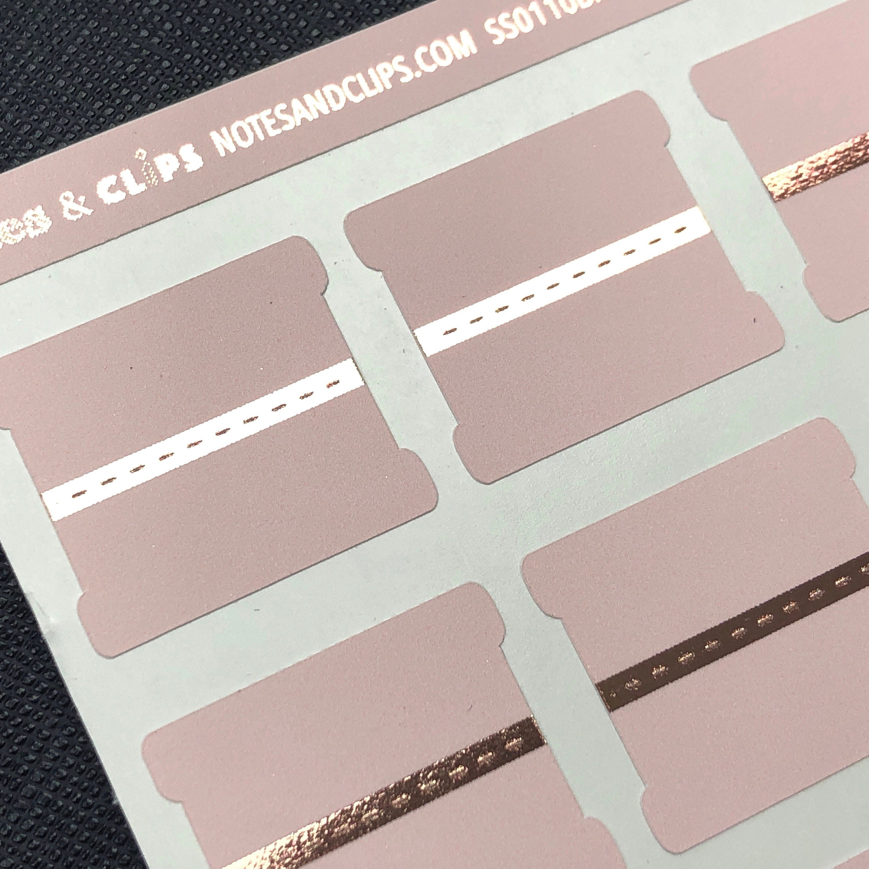 Blank Tab Stickers - Blush with Foil trim