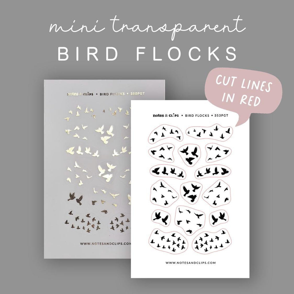 Transparent Bird Flock Sticker - Foiled Clear Deco Sticker