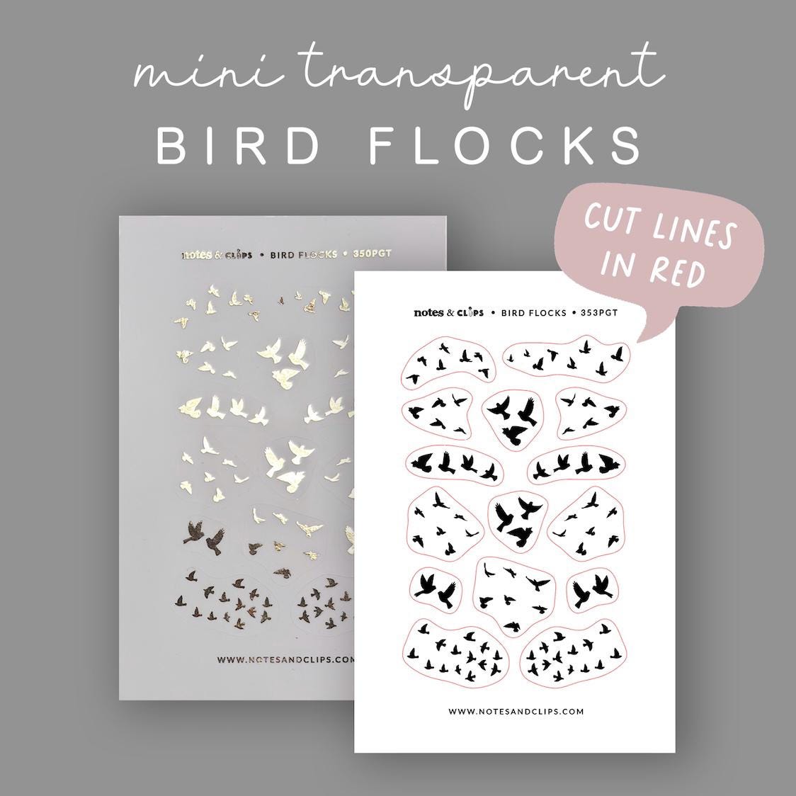 Transparent Bird Flock Sticker - Foiled Clear Deco Sticker