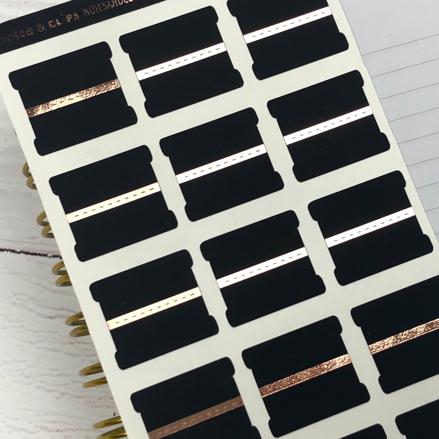 Black & Foil Medium Blank Tab Stickers