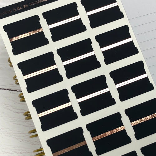 Black & Foil Medium Blank Tab Stickers