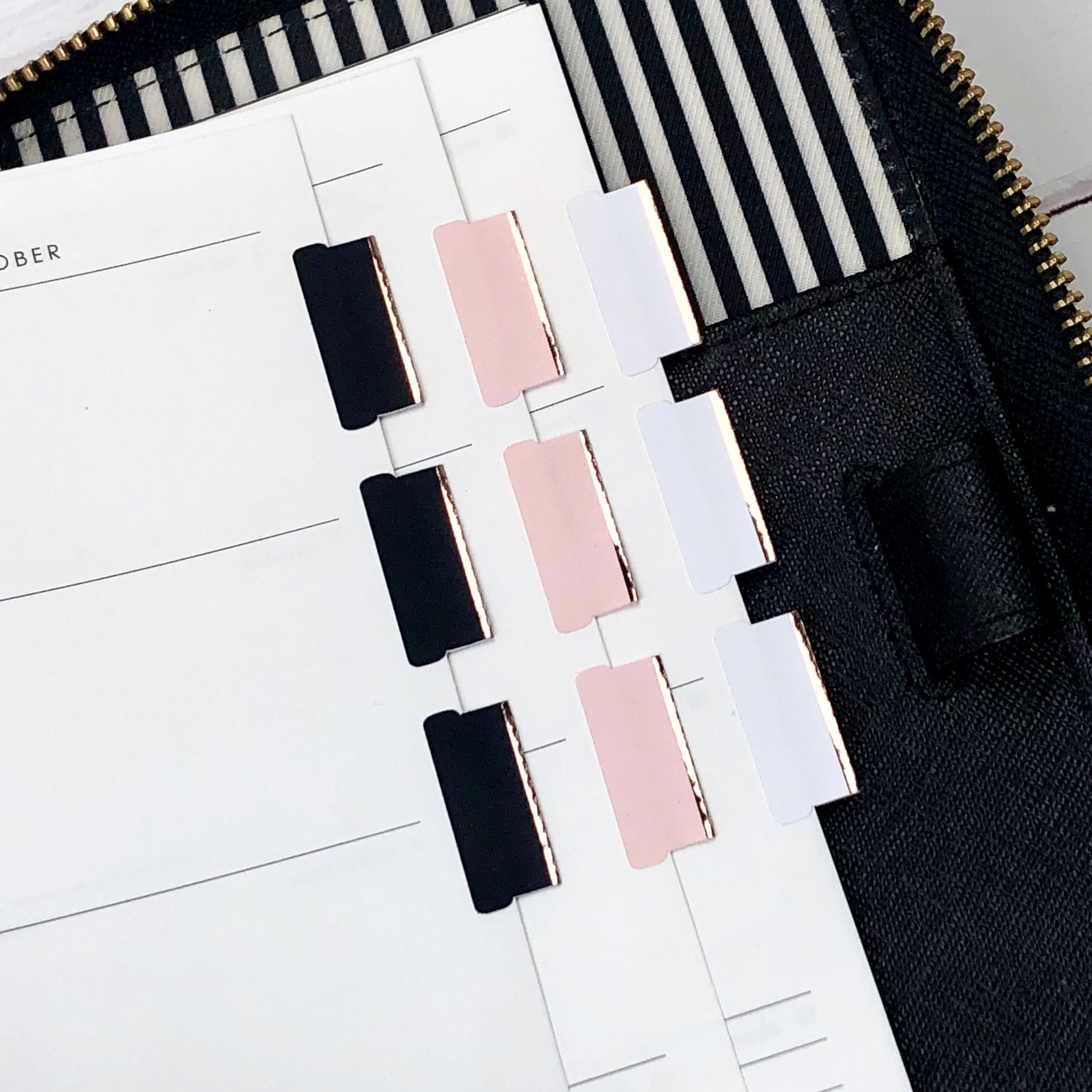 White & Foil Medium Blank Tab Stickers