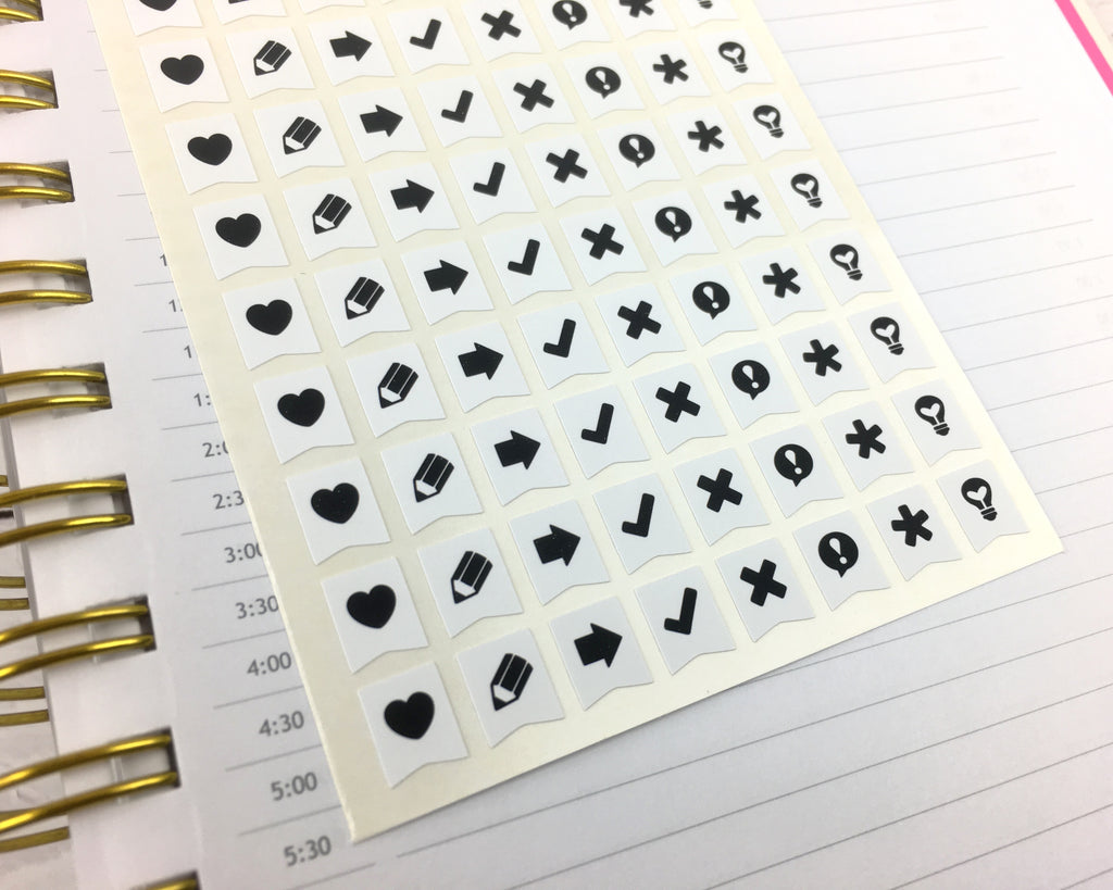 Bullet Journal Flags - Mono - Notes & Clips