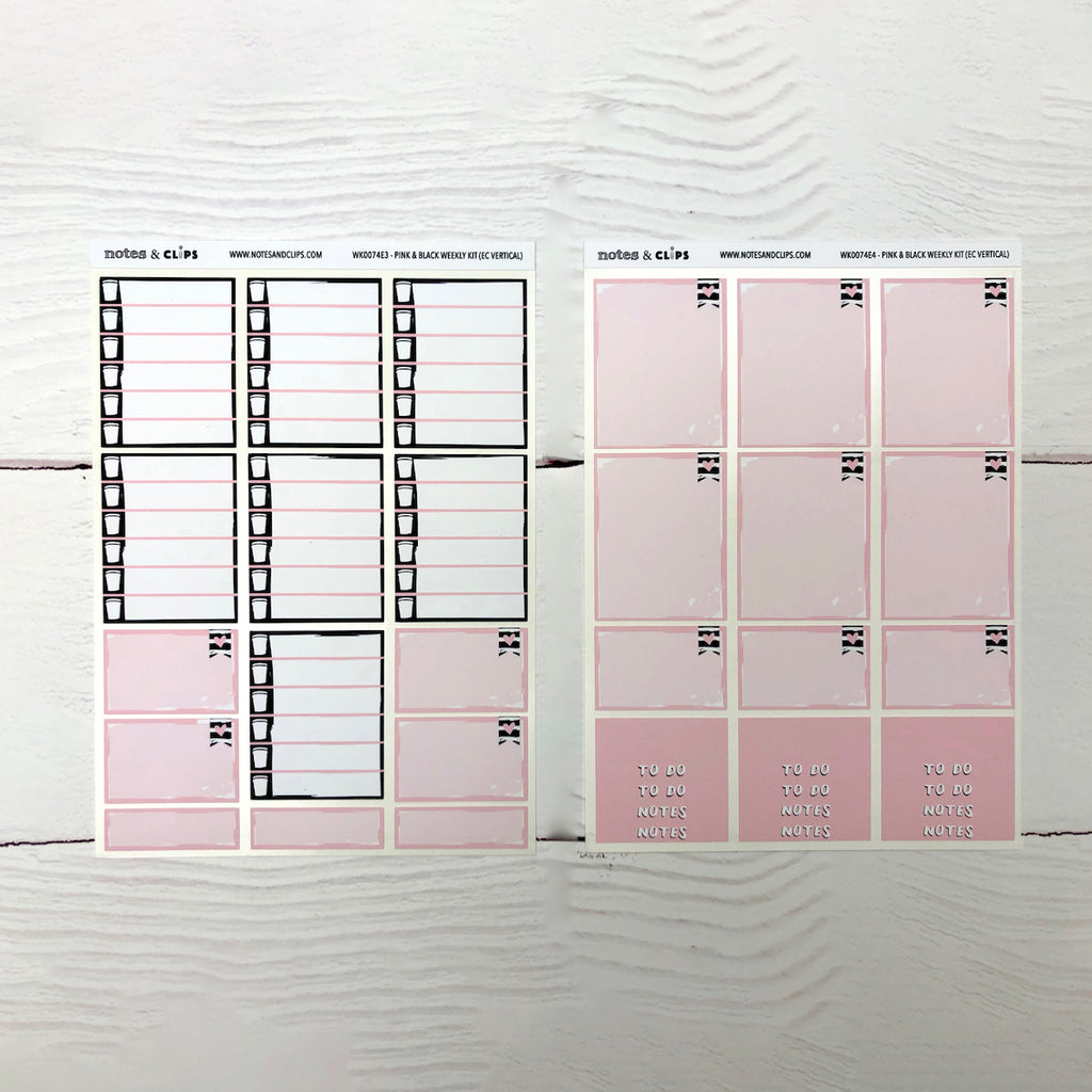 Pink & Black Typography Weekly Kit - Notes & Clips