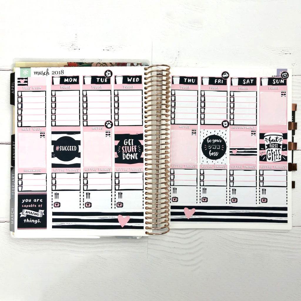 Pink & Black Typography Weekly Kit - Notes & Clips