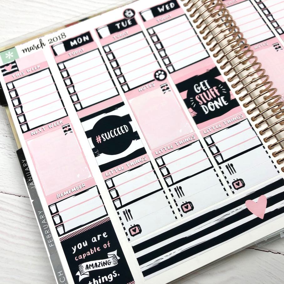 Pink & Black Typography Weekly Kit - Notes & Clips