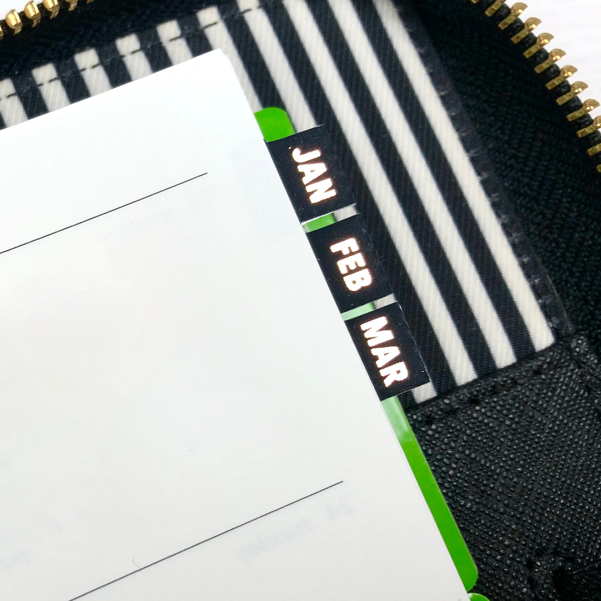 Black & Rose Gold Foil Small Monthly Tab Stickers - Notes & Clips