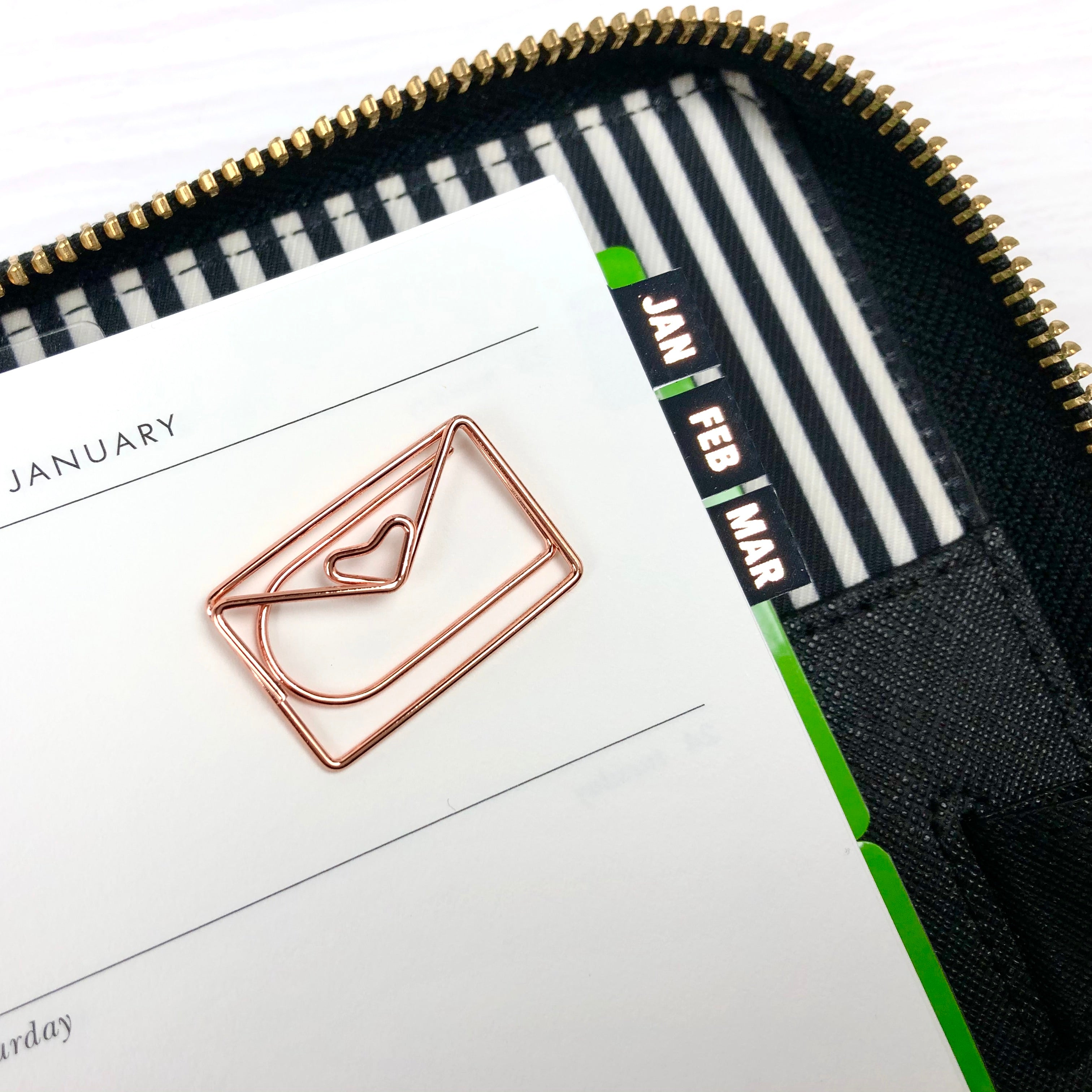 Black & Rose Gold Foil Small Monthly Tab Stickers - Notes & Clips