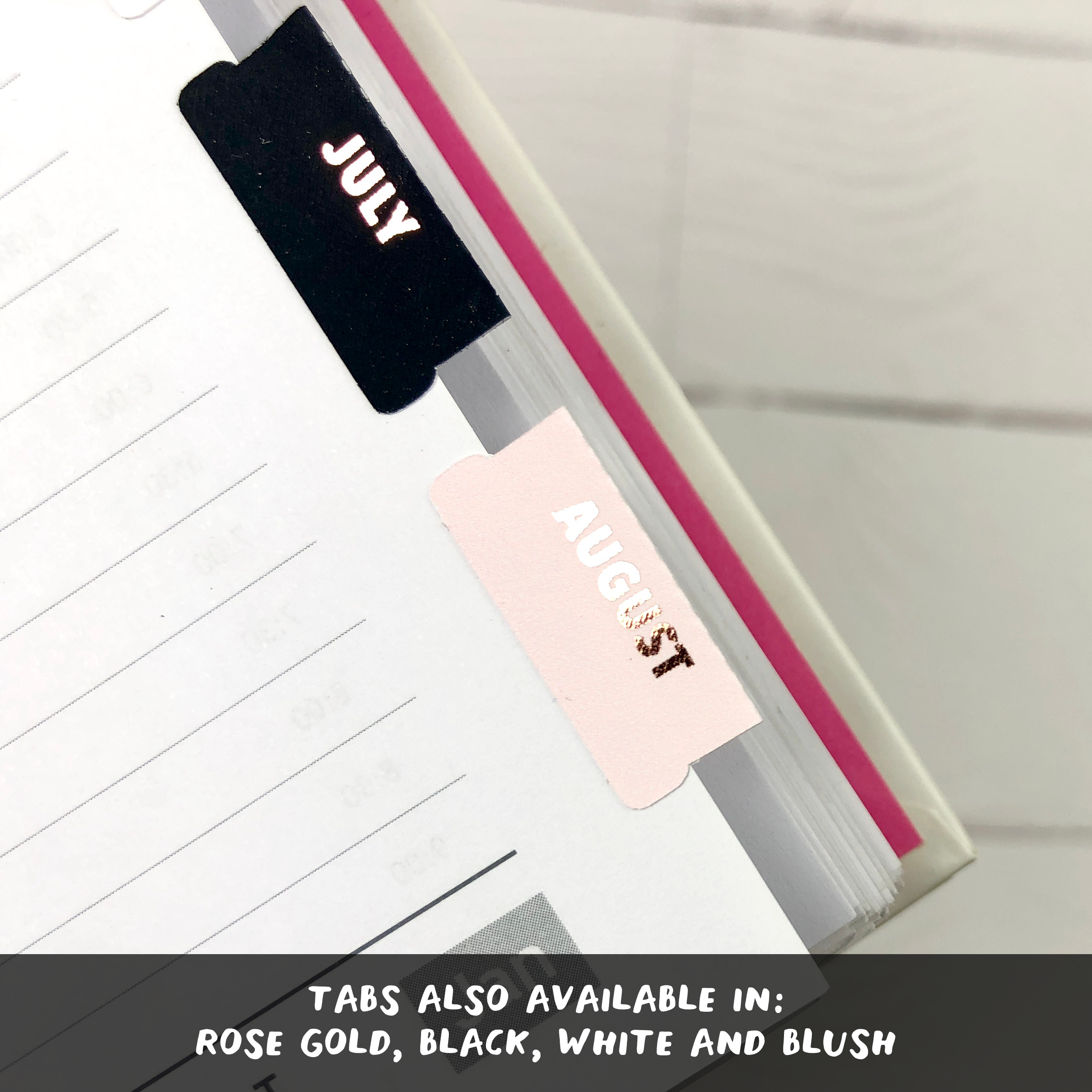 Blush & Rose Gold Medium Monthly Tab Stickers - Notes & Clips