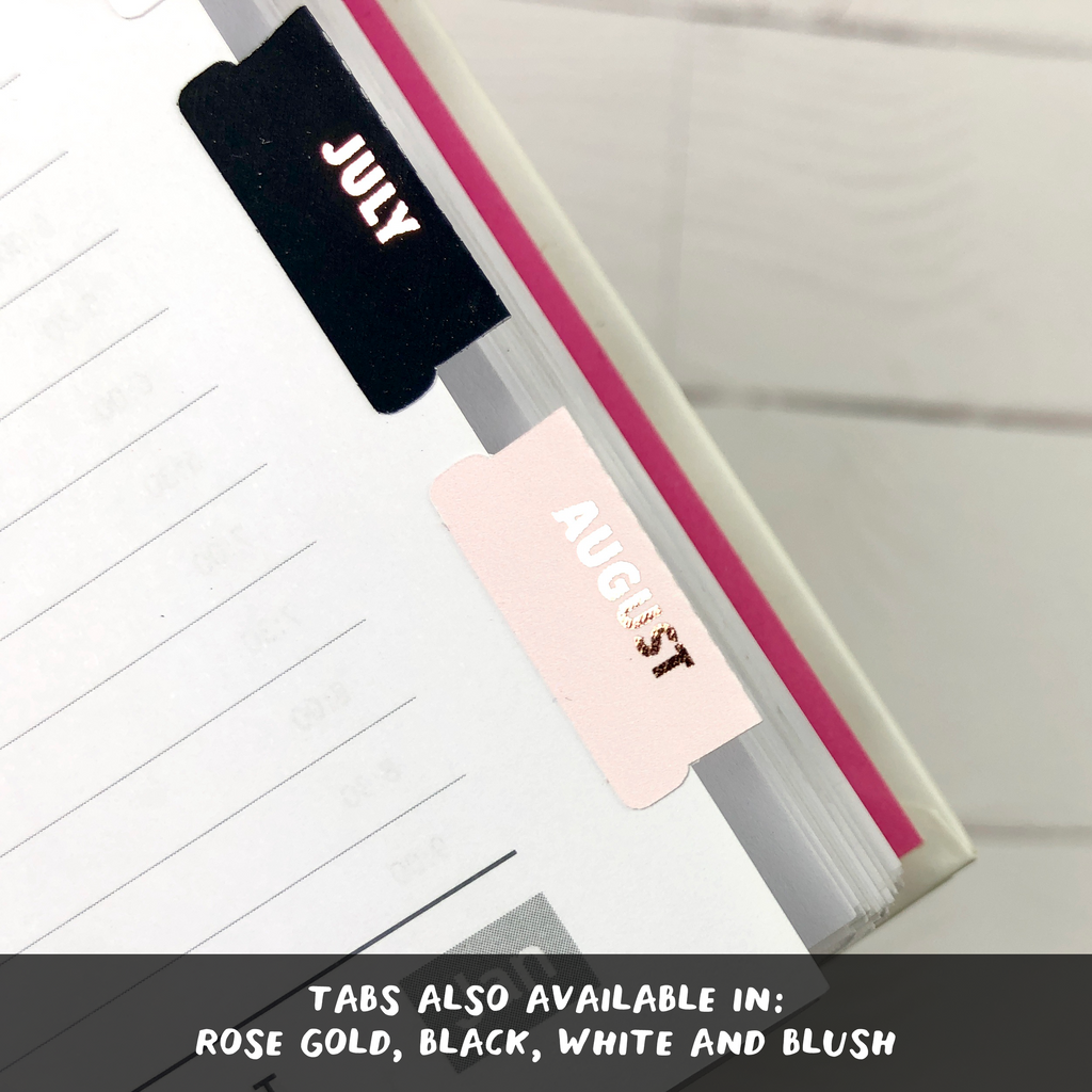 Blush & Rose Gold Medium Monthly Tab Stickers - Notes & Clips