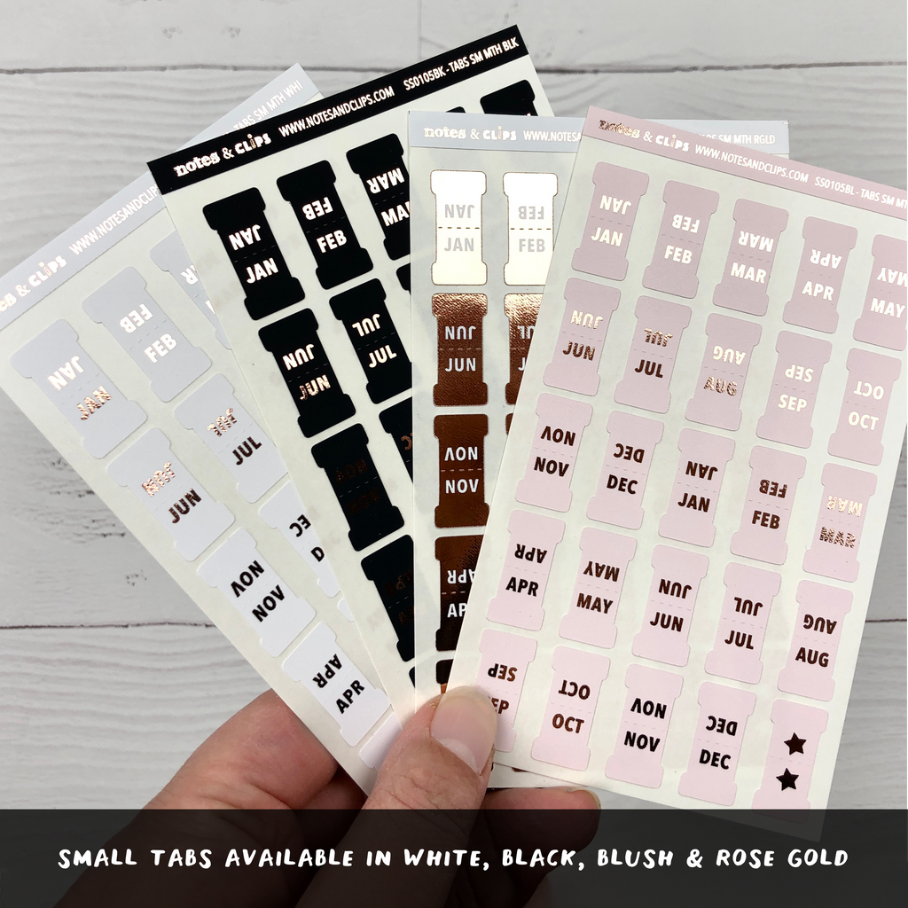 Blush & Rose Gold Small Monthly Tab Stickers - Notes & Clips