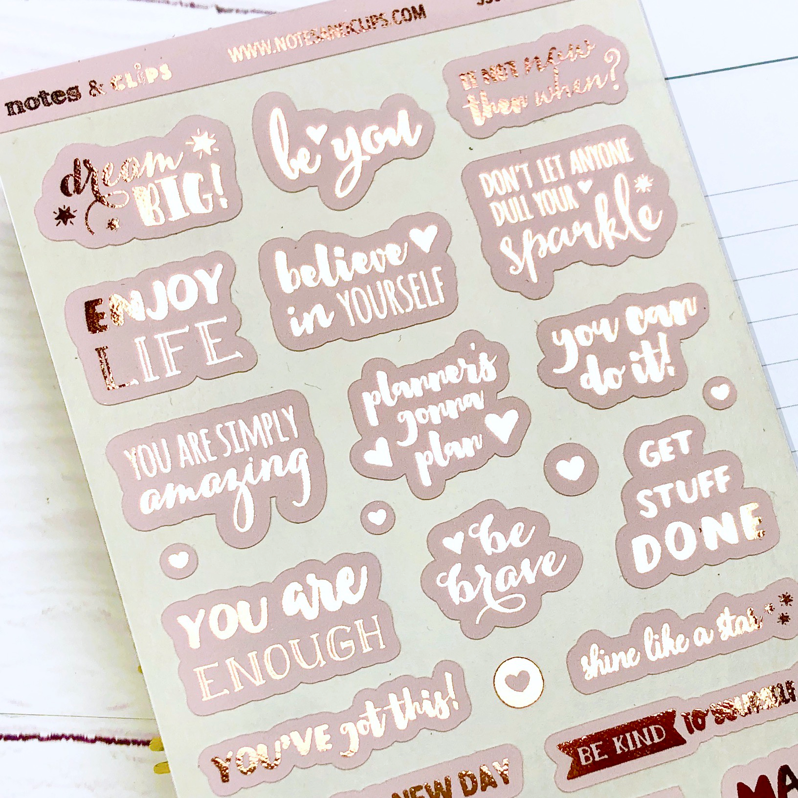 Blush and Rose Gold Foiled Motivation Stickers