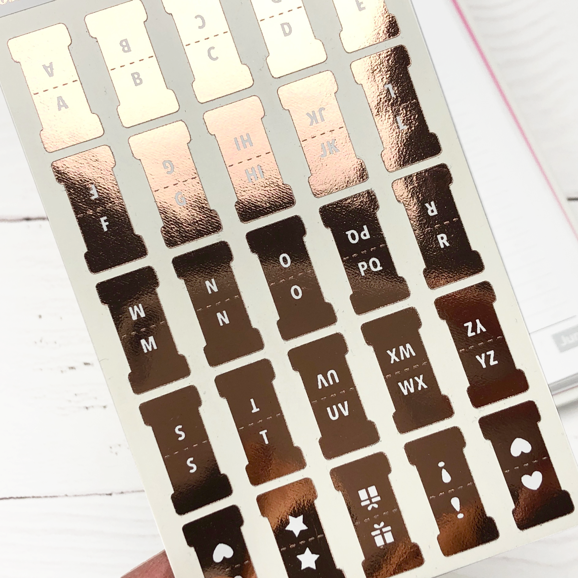 Foiled Alphabet Tab Stickers