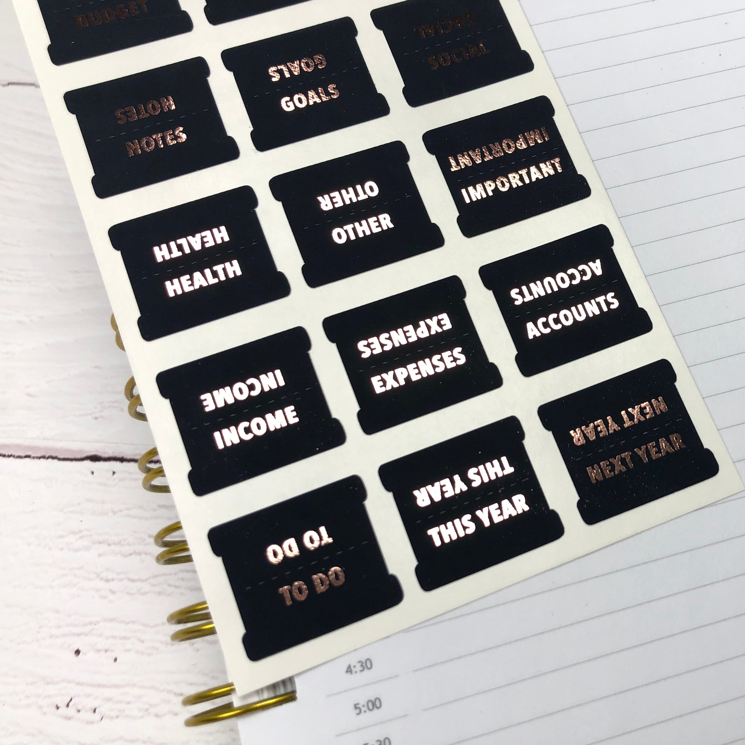 Black & Foil Medium Lifestyle Tab Stickers