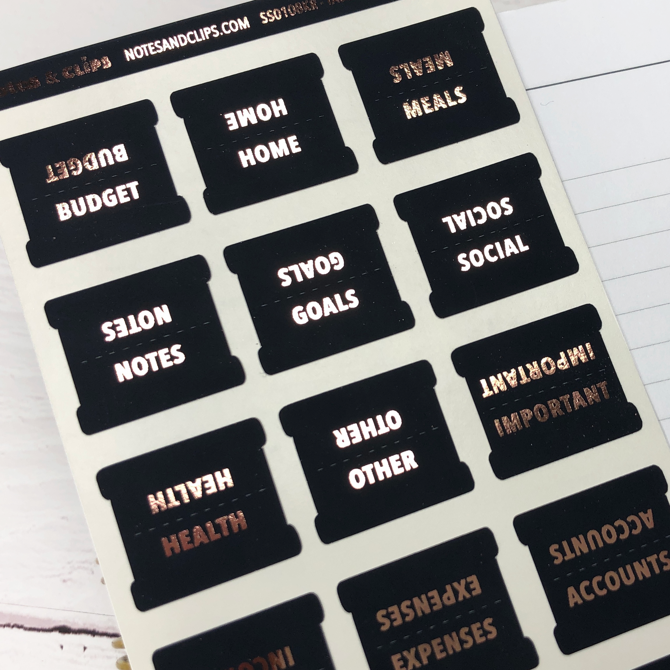 Black & Foil Medium Lifestyle Tab Stickers