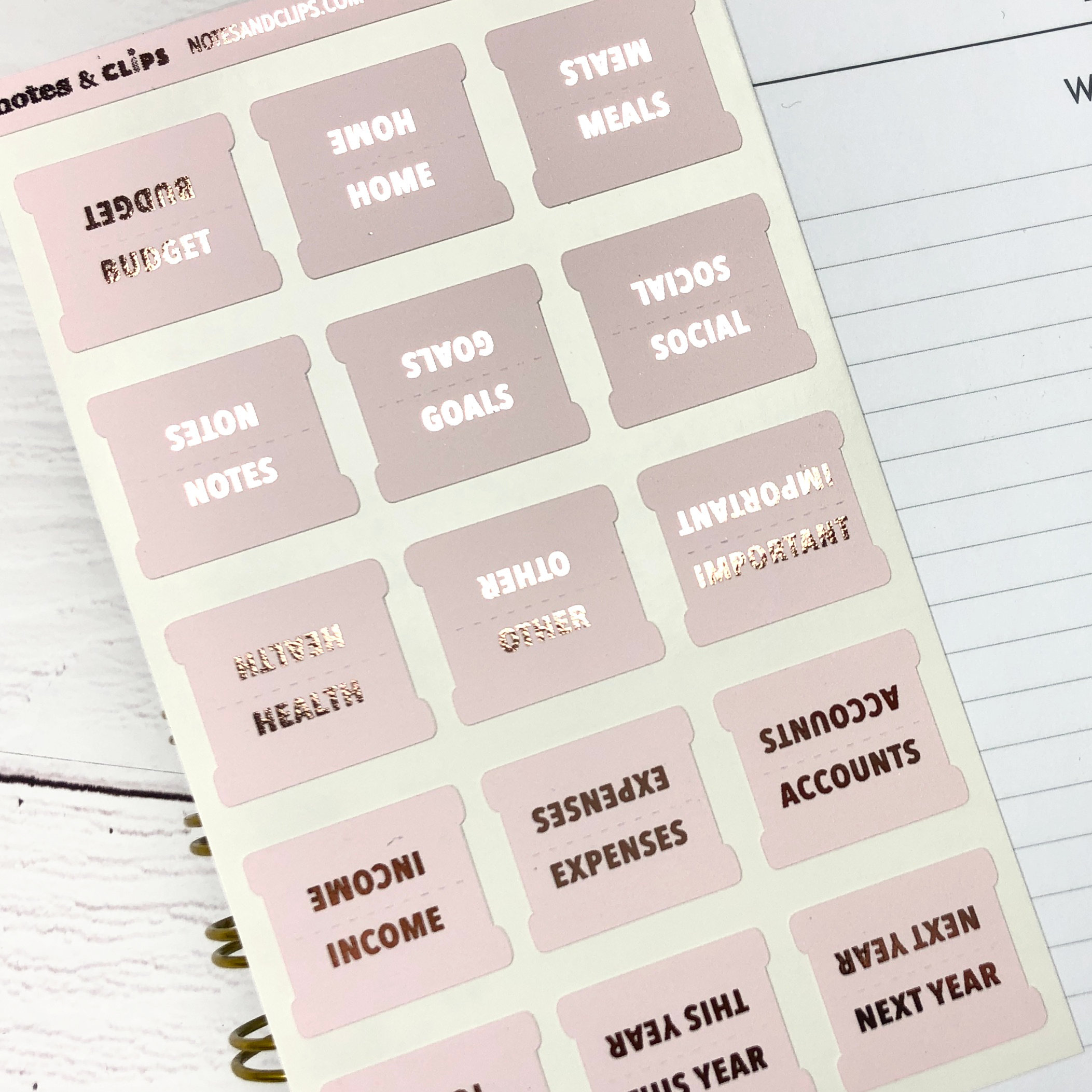 Blush & Foil Medium Lifestyle Tab Stickers