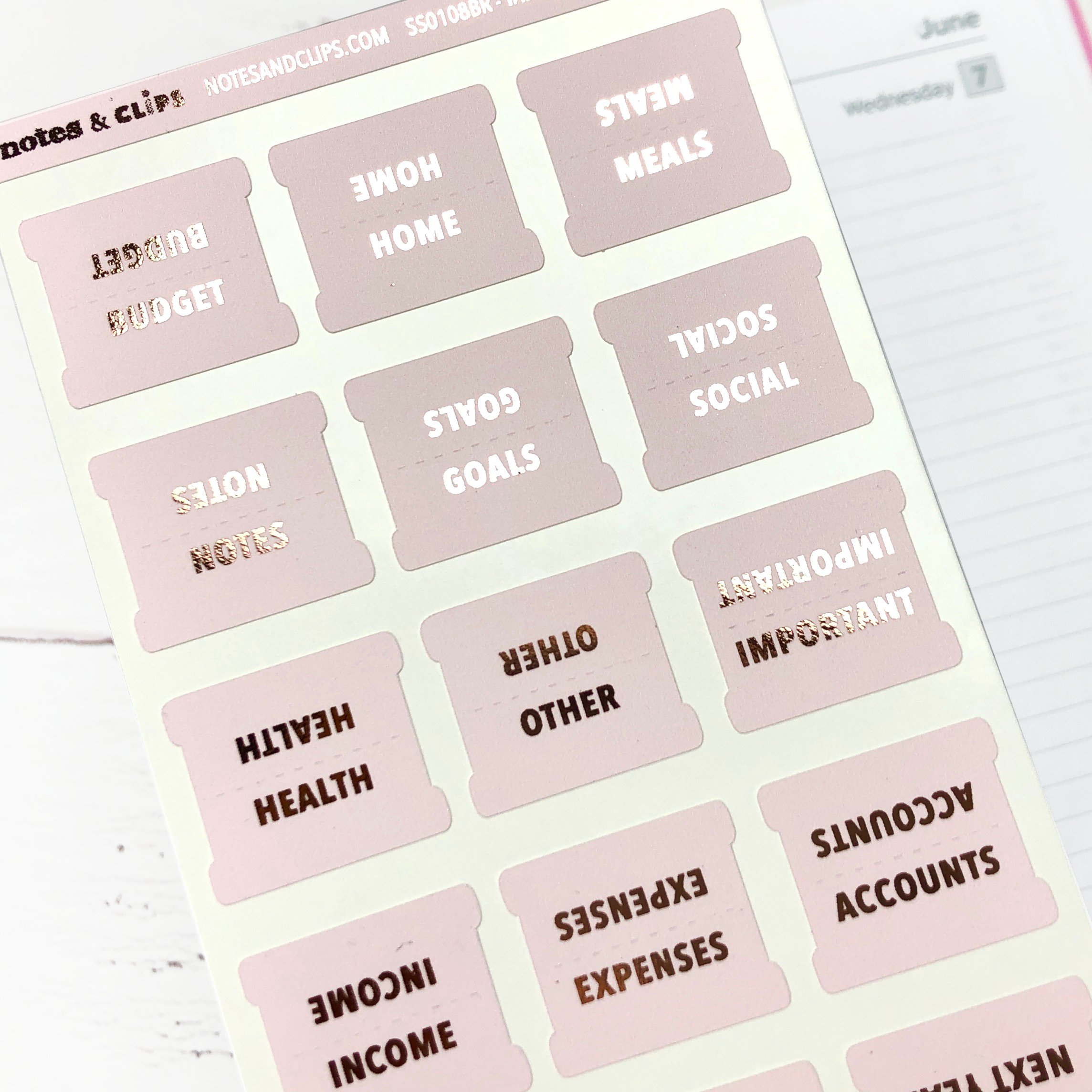 Blush & Foil Medium Lifestyle Tab Stickers