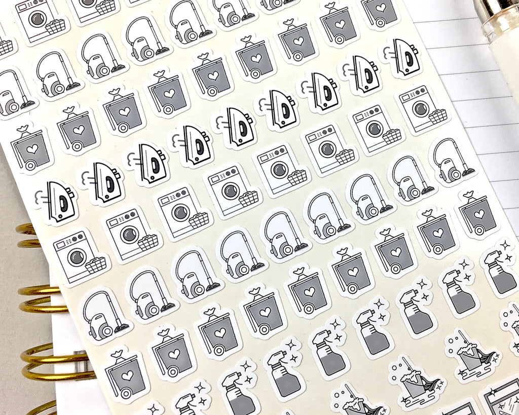 Cleaning Stickers - Mono - Notes & Clips