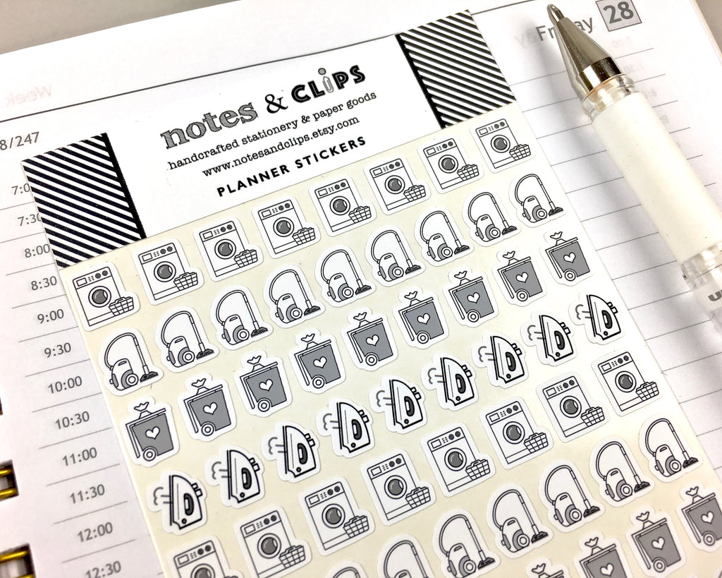 Cleaning Stickers - Mono - Notes & Clips