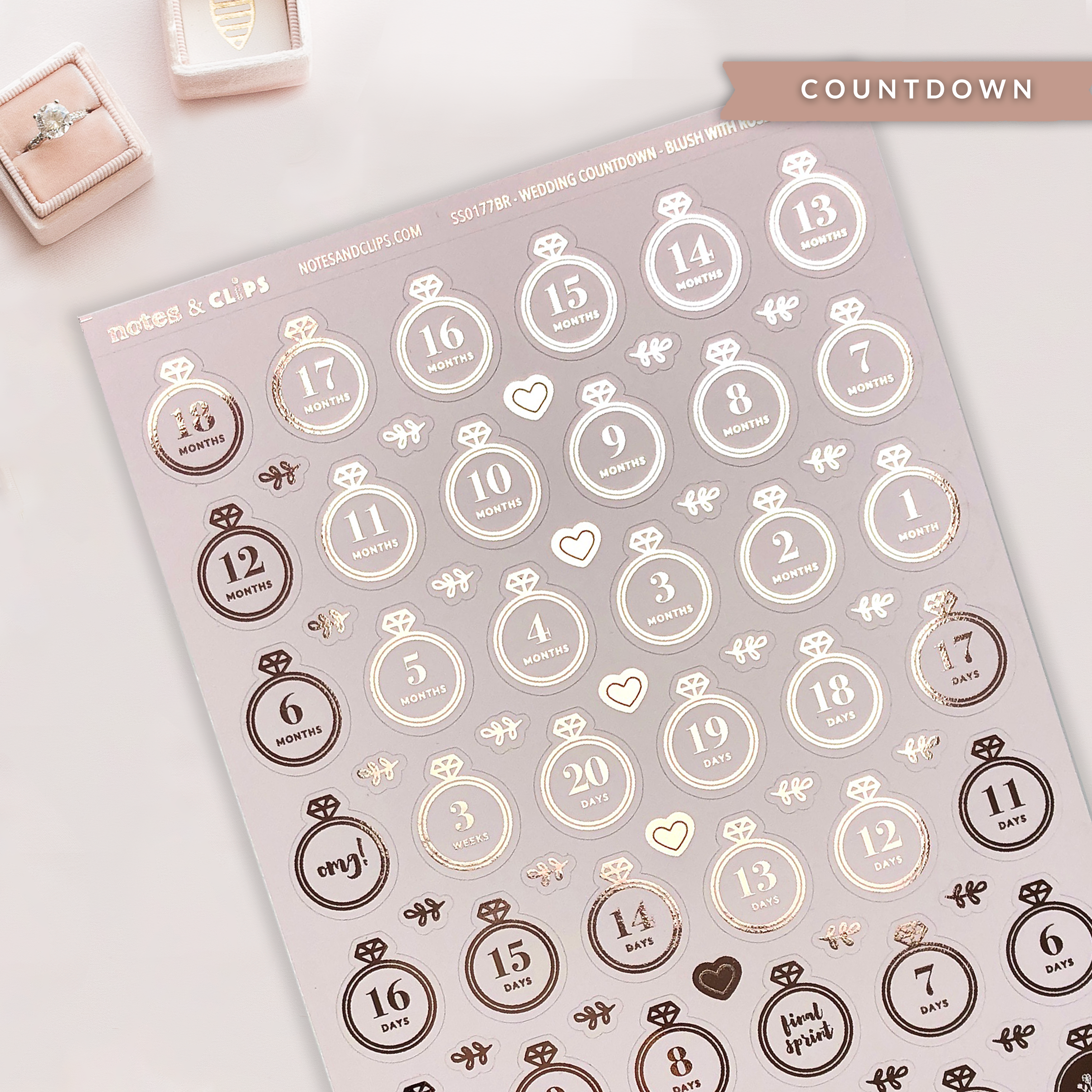 Foiled Wedding Countdown Stickers - Wedding Planning