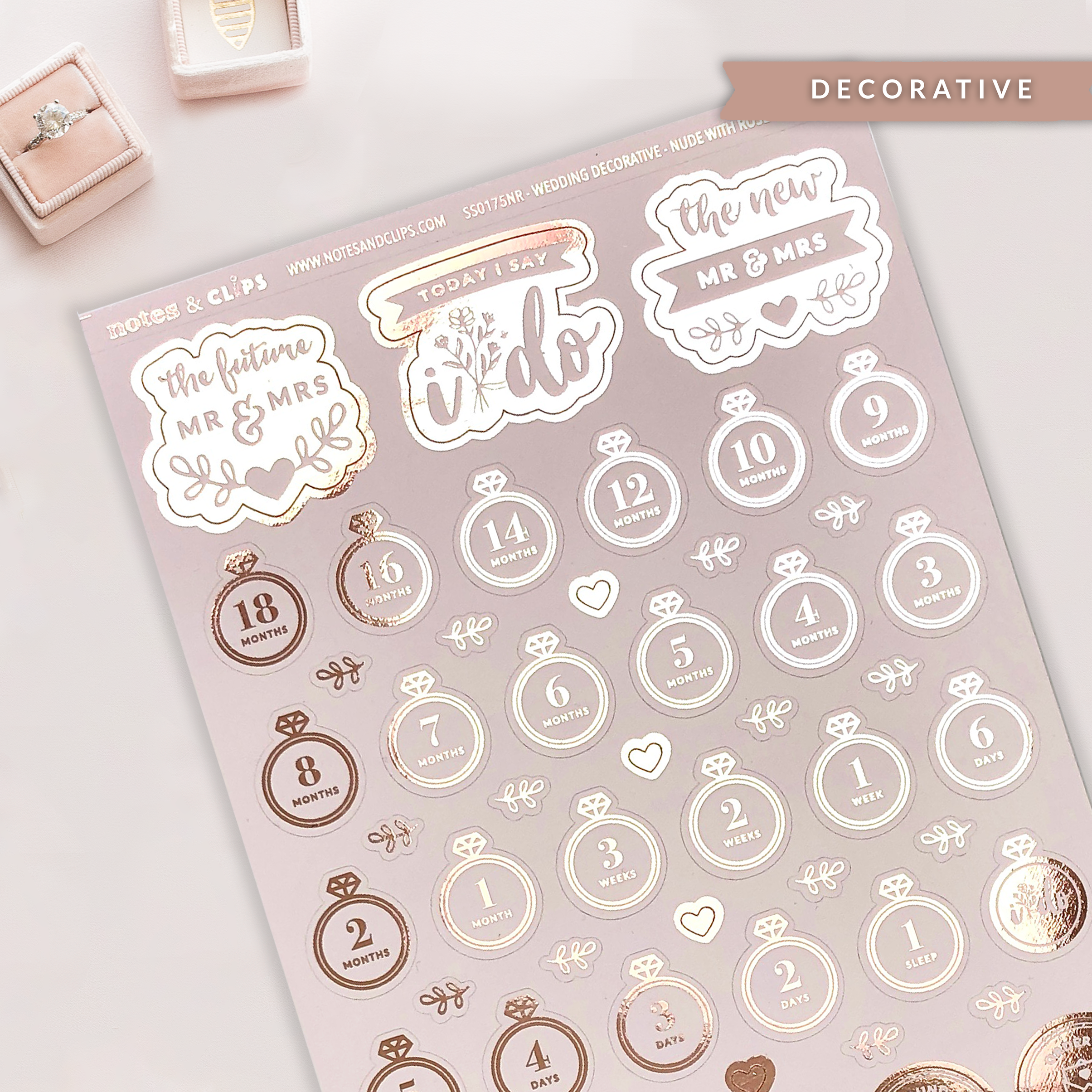 Foiled Wedding Decorative Stickers - Wedding Planning