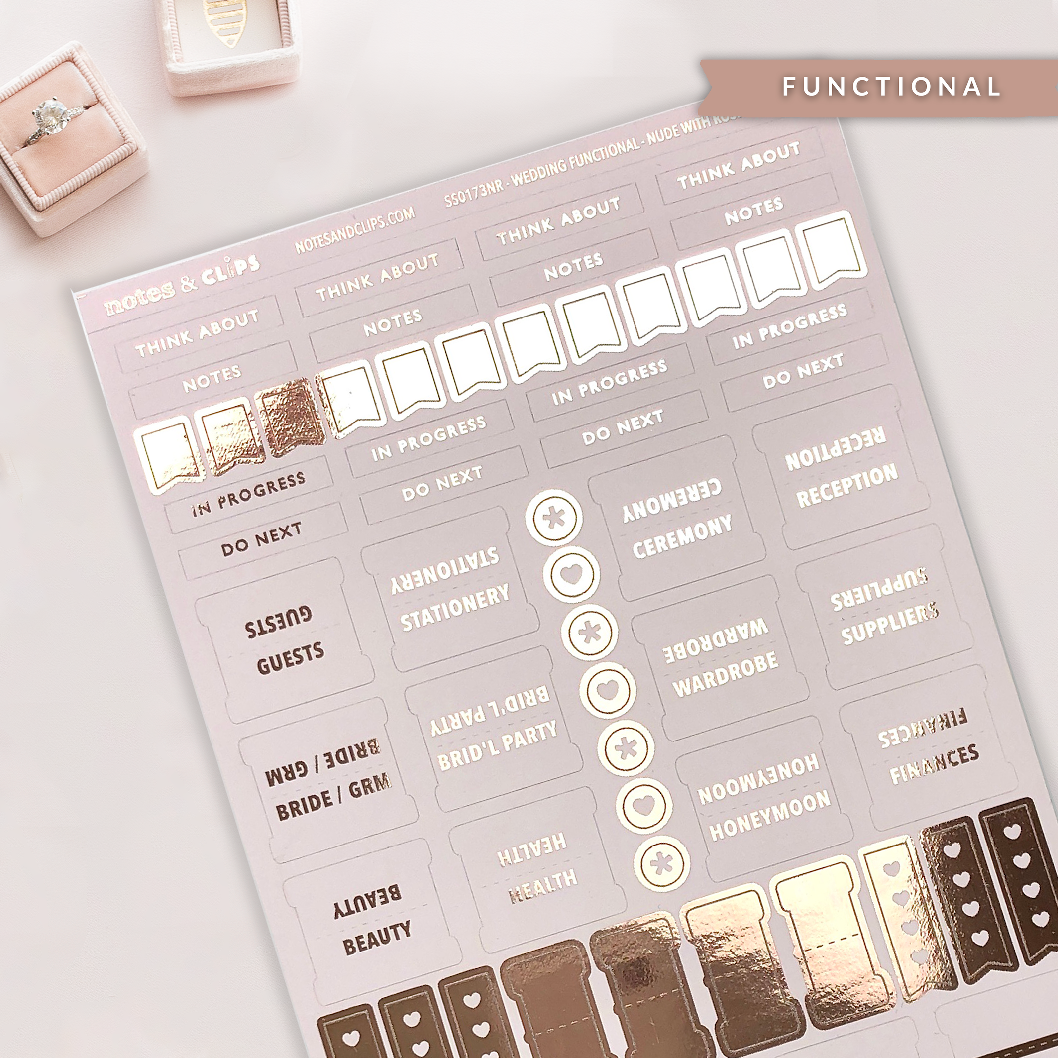 Foiled Wedding Functional Stickers - Wedding Planning