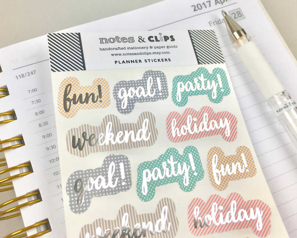 Foil Celebration Stickers - Notes & Clips