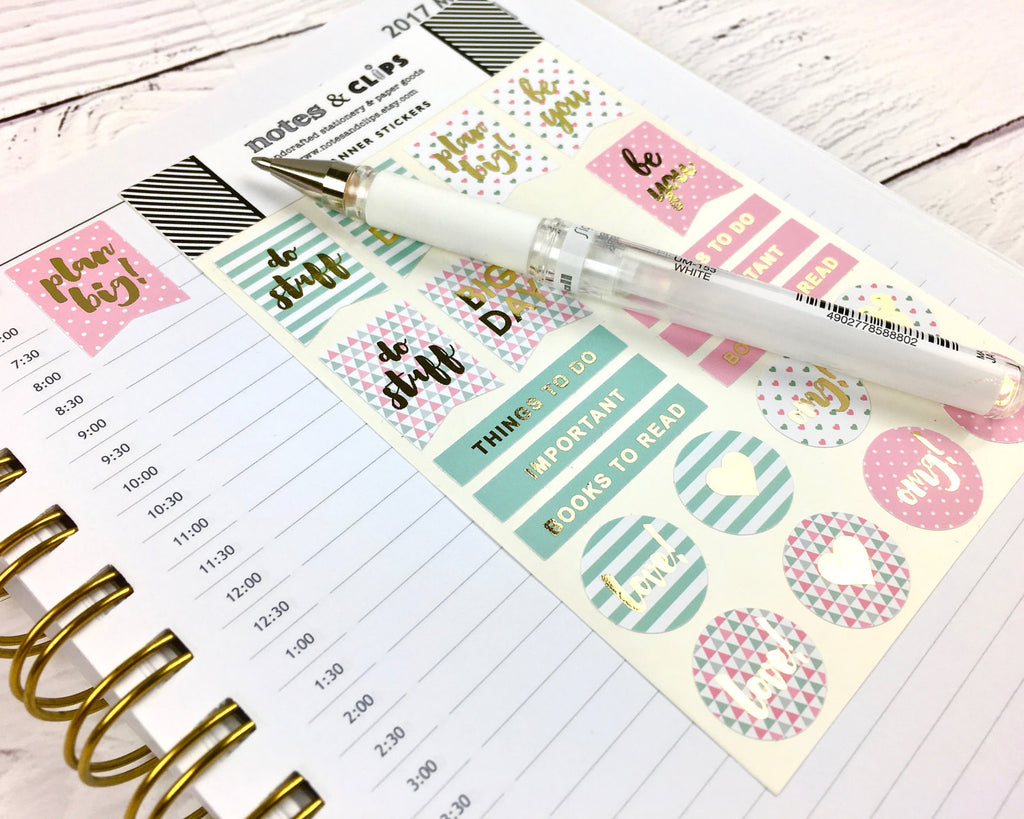 Pink and Mint Stickers - Notes & Clips