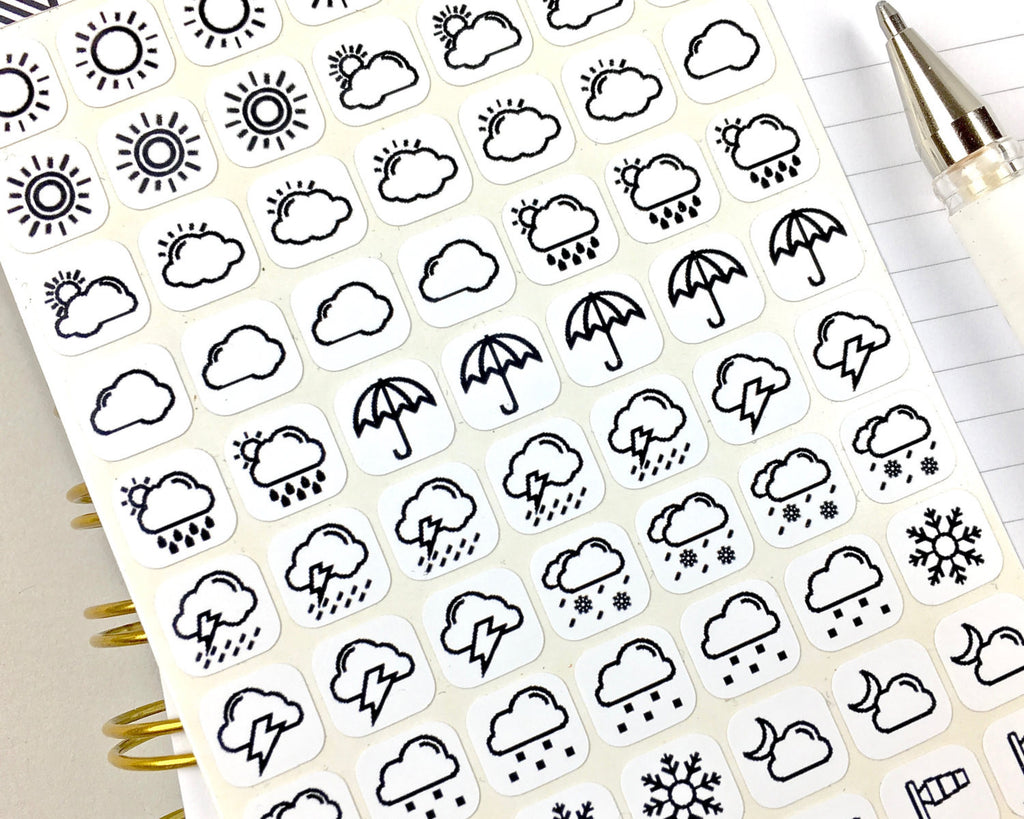 Weather Stickers - Mono - Notes & Clips