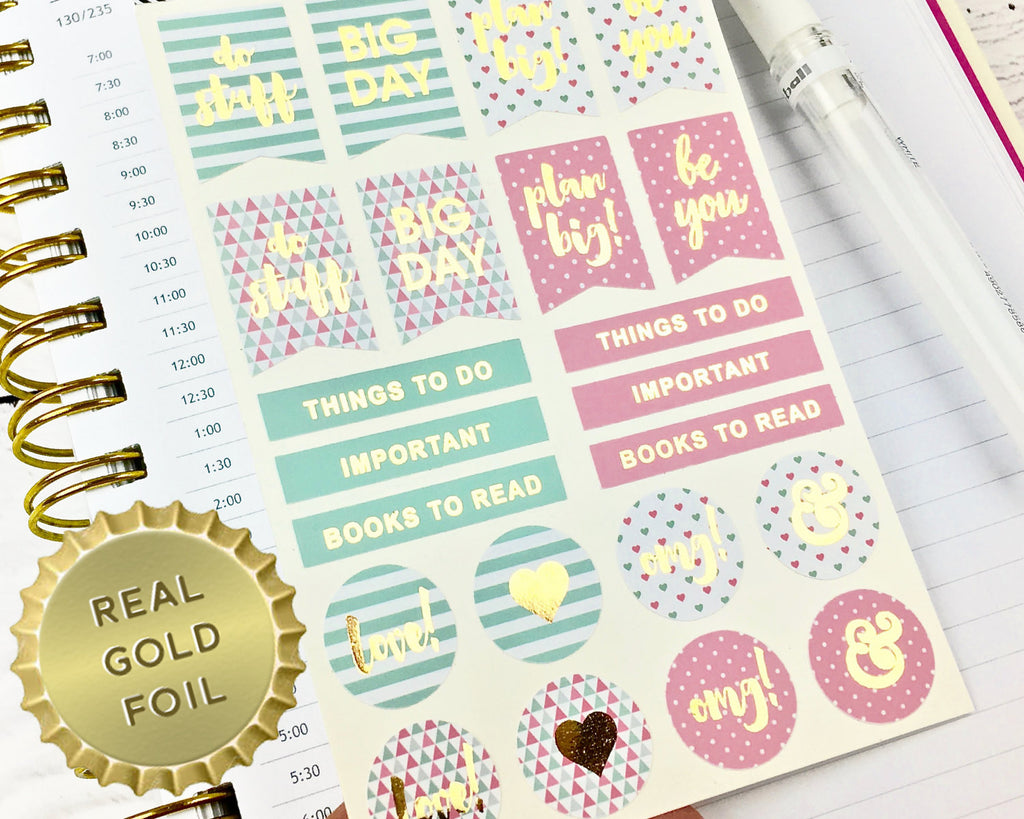 Pink and Mint Stickers - Notes & Clips