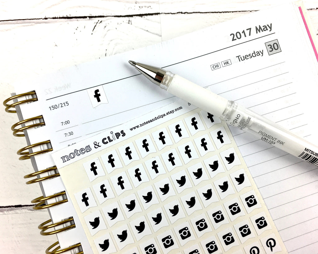 Social Media Stickers - Mono - Notes & Clips