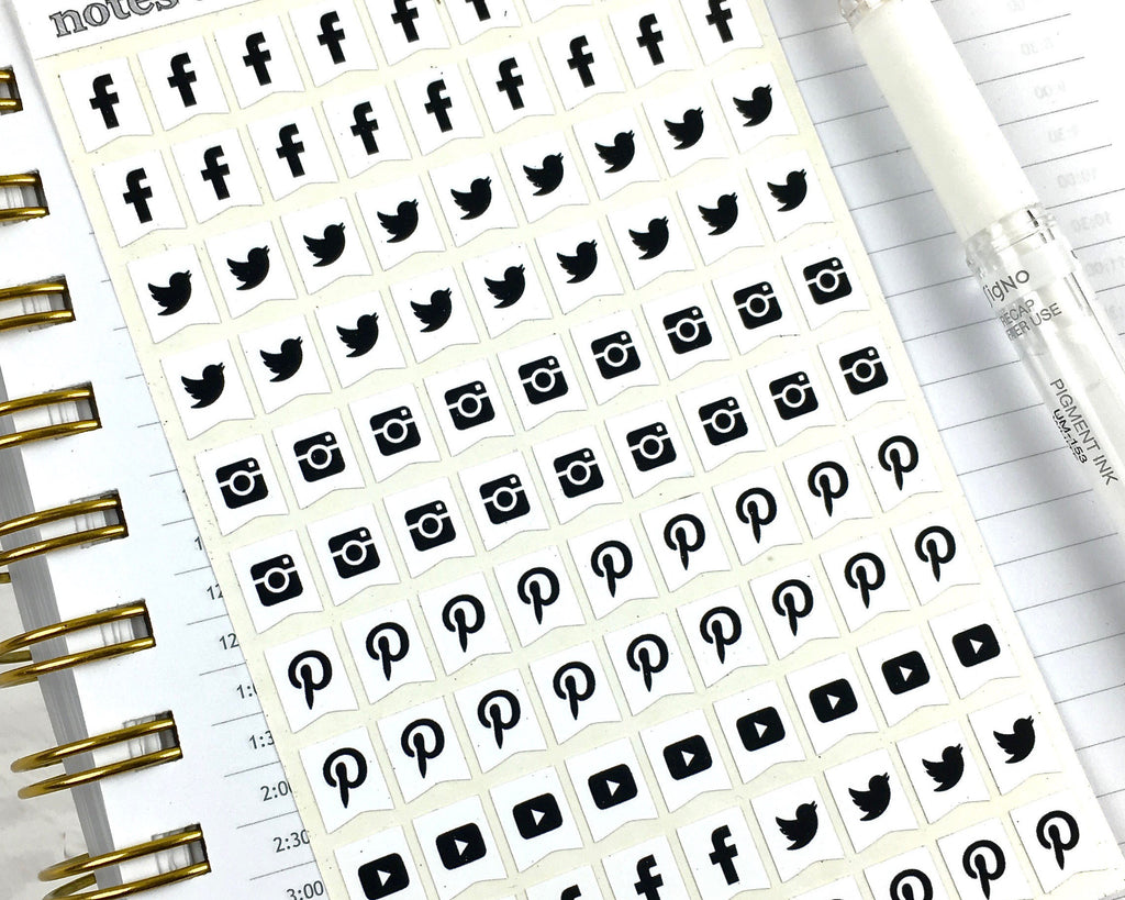 Social Media Stickers - Mono - Notes & Clips