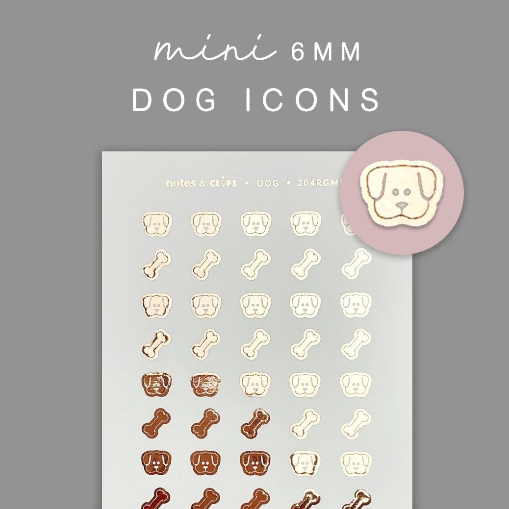 Mini Planner Stickers, Dog Icons, Functional Planner Stickers, Mini Icon Stickers
