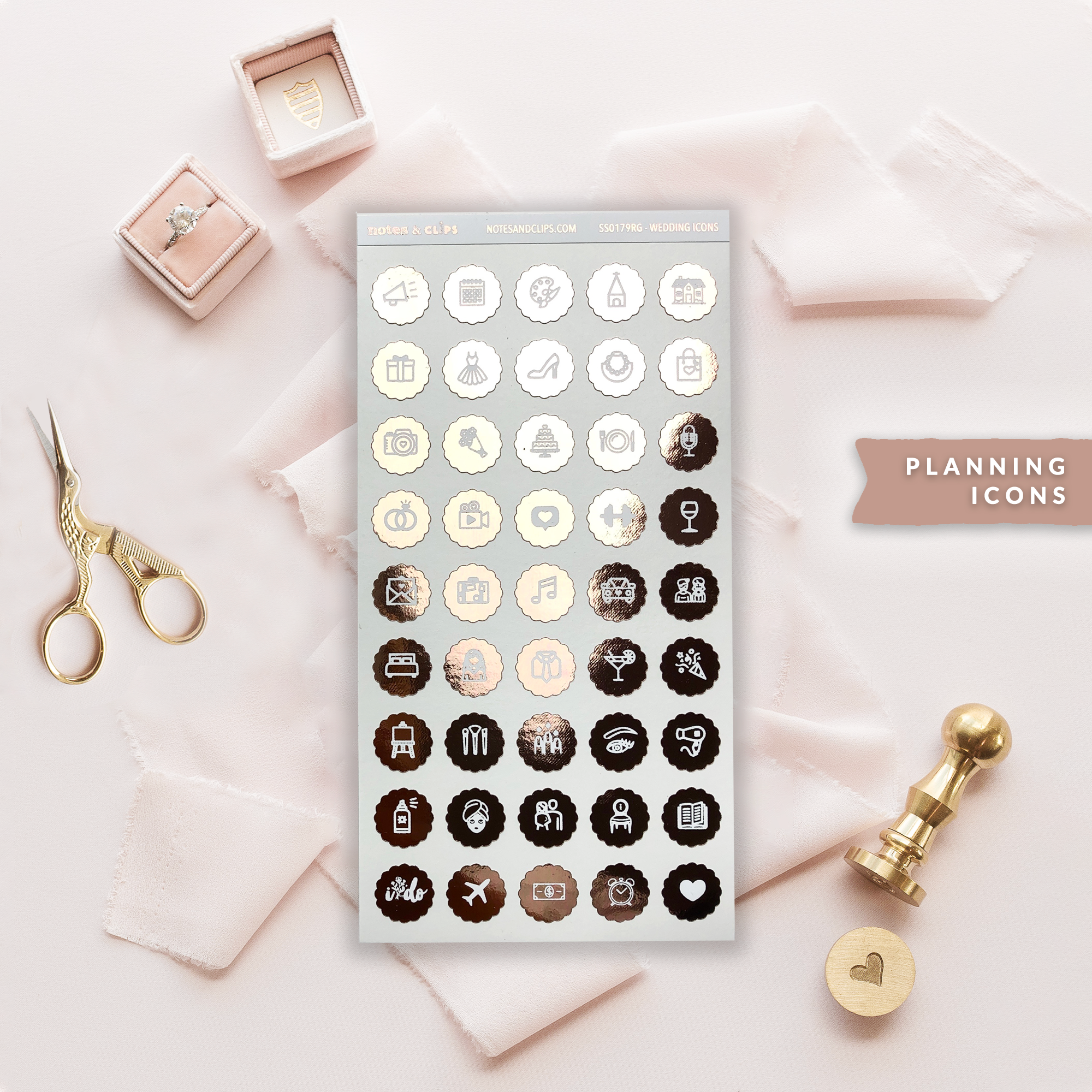 Foiled Wedding Planning Icons - Wedding Planning