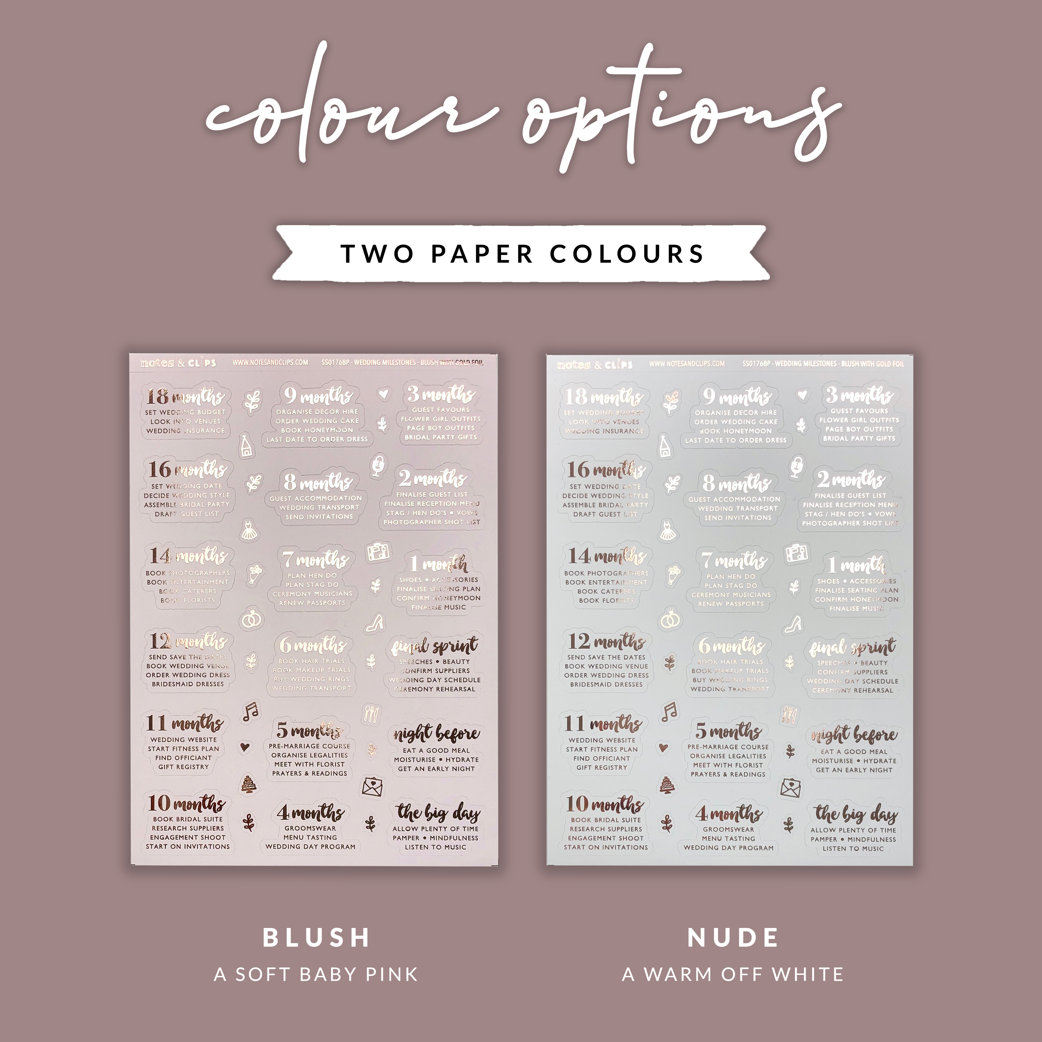 Foiled Wedding Milestone Stickers - Wedding Planning