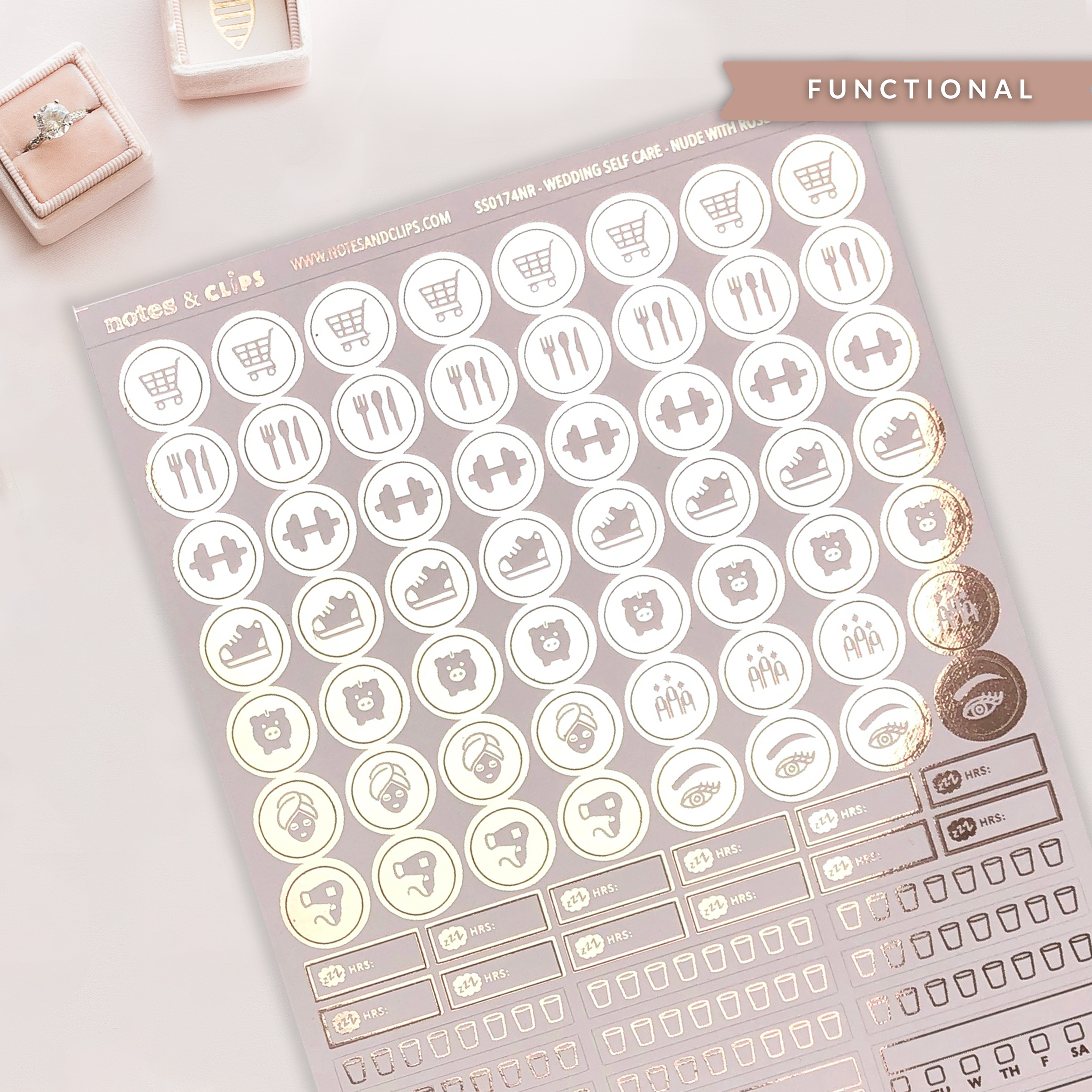 Foiled Wedding Self Care Stickers - Wedding Planning
