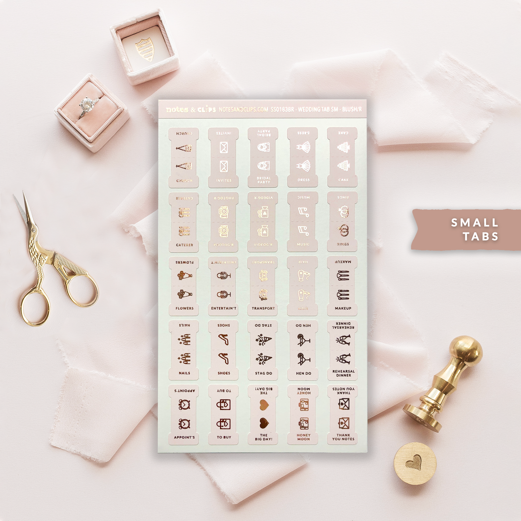 Foiled Wedding Small Tabs - Wedding Planning